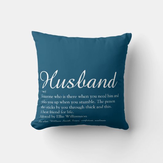 Coussin Meilleur Mari du Monde Définition Script Bleu (Recto)