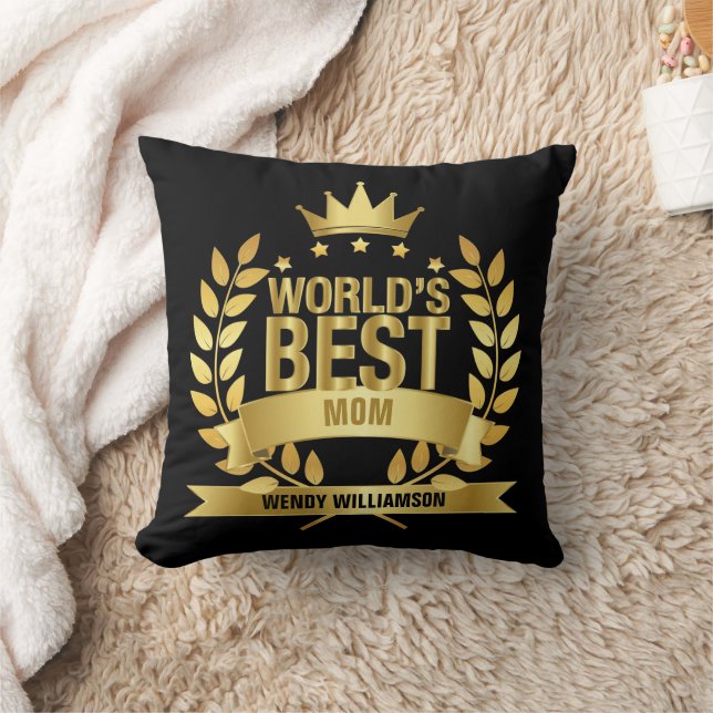 Coussin Meilleur Mère Noir d'or du monde (Couverture)