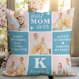 Coussin Meilleur MOM Ever Custom 7 Photo Collage Fête des