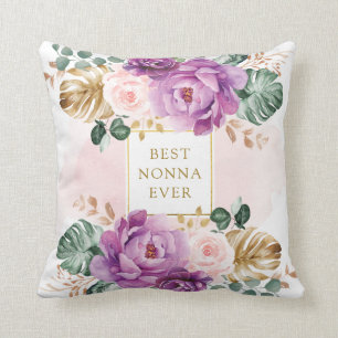 Coussin Meilleur Nonna Grand-mère tropicale florale chic