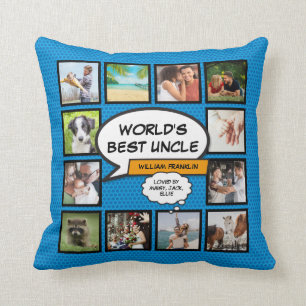 Coussin Meilleur Oncle au Monde Collage de Photos Fun Cool