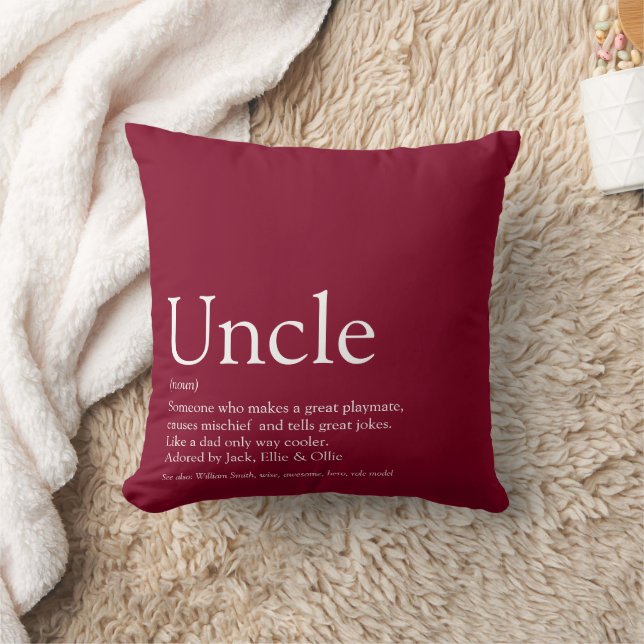 Coussin Meilleur Oncle du Monde Définition Bourgogne (Couverture)