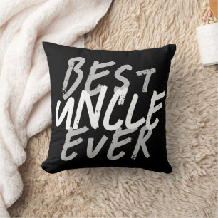 Coussin Meilleur Oncle Moderne Blanc et Gris Grunge
