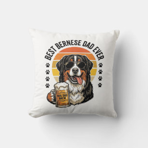 Coussin Meilleur Papa Bernois Vintage T-Shirt Bière Chien 