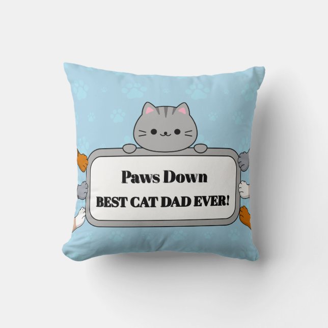 Coussin Meilleur Papa Chat du Monde Adorable (Recto)