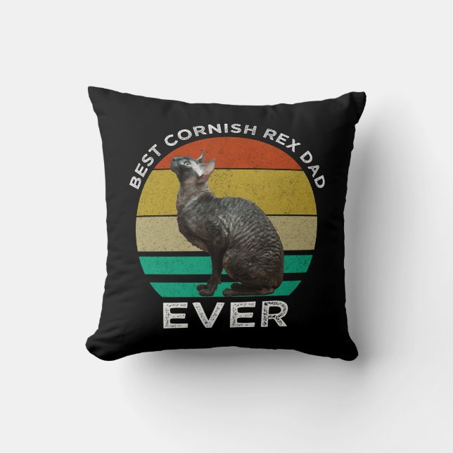 Coussin Meilleur Papa Cornish Rex de tous les temps (Recto)