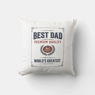 Coussin Meilleur Papa Design de T-Shirt avec Gravure Vinta