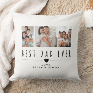 Coussin Meilleur Papa du Monde   3 Photos de Famille Perso