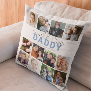 Coussin Meilleur Papa du Monde Collage Photo