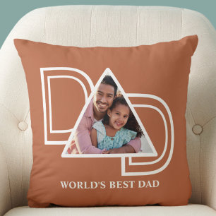 Coussin Meilleur Papa du Monde Photo Personnalisée Fête de