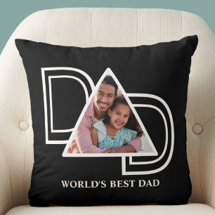 Coussin Meilleur Papa du Monde Photo Personnalisée Noir
