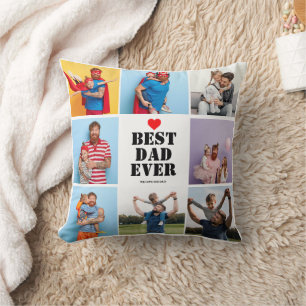 Coussin Meilleur papa Ever 8 Photo Collage Fête des pères