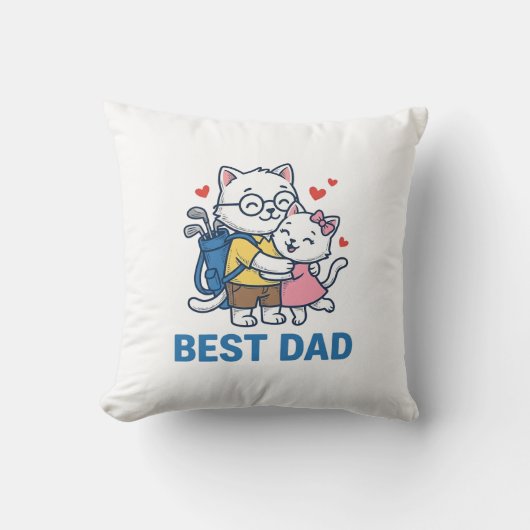 Coussin Meilleur Papa Golf Chat Câlin Mignon Design Vector (Recto)
