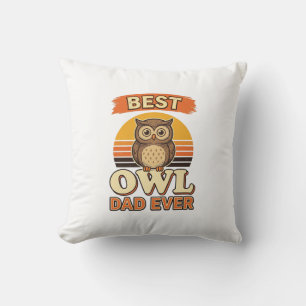 Coussin Meilleur papa hibou jamais design de t-shirt gravu