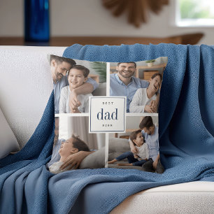 Coussin Meilleur papa jamais Collage photo Navy & White