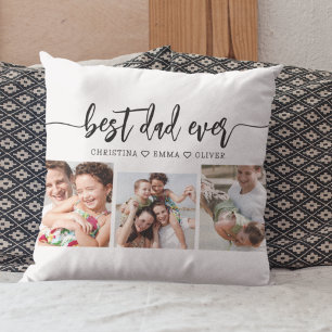 Coussin Meilleur papa jamais - Fête des pères photo Collag