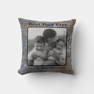 Coussin Meilleur papa Jamais Rustique en détresse motif d'
