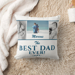 Coussin Meilleur Papa Moderne Bleu Fête des Pères 3 Collag