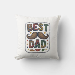 Coussin Meilleur Papa Moustache Vintage Vecteur Conception