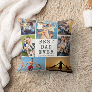 Coussin MEILLEUR PÈRE JAMAIS 7 Photos Couleur personnalisé