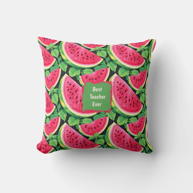 Coussin Meilleur Professeur du Monde – Mug Café Pastèque (Recto)