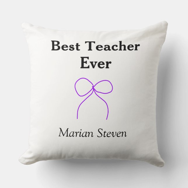 Coussin Meilleur professeur jamais ruban violet nom appréc (Recto)