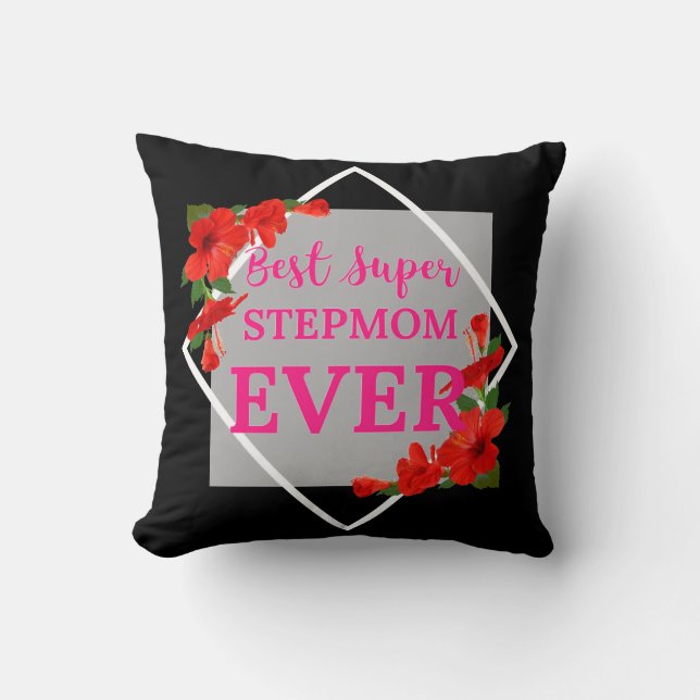 Coussin Meilleur texte rose jamais super Stepmere avec des (Recto)