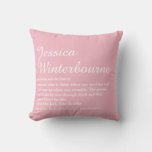 Coussin Meilleure amie Définition BFF Élégante Rose Amusan