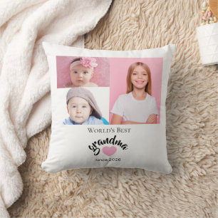 Coussin Meilleure Grand-mère du Monde depuis l'année 3 Pho
