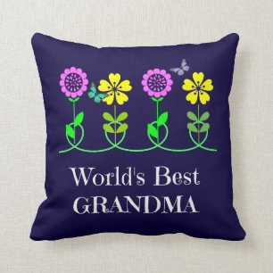 Coussin Meilleure grand-mère du monde, joli design floral