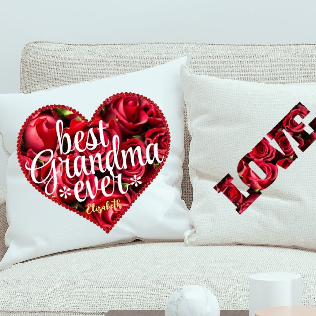 Coussin Meilleure grand-mère jamais Red Heart Keepsaké Fêt (Créateur téléchargé)