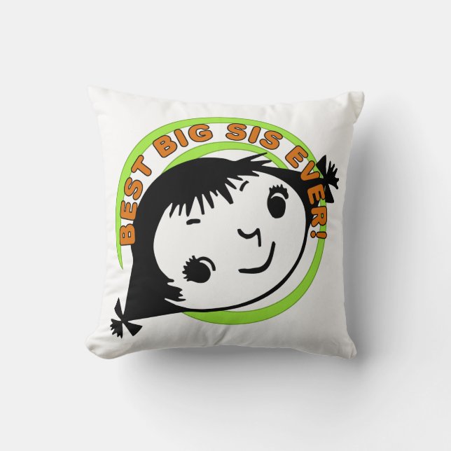 Coussin Meilleure grande soeur jamais rétro (Recto)