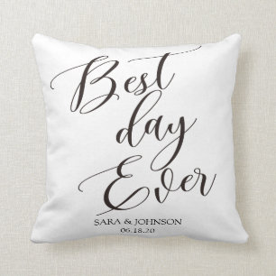 Coussin meilleure journée jamais cadeau de mariage personn