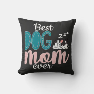 Coussin Meilleure maman chien noir mignon chiot tacheté do