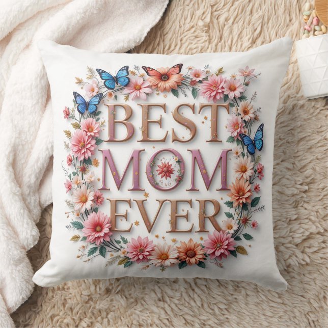 Coussin Meilleure maman Citer jamais des papillons et des  (Couverture)