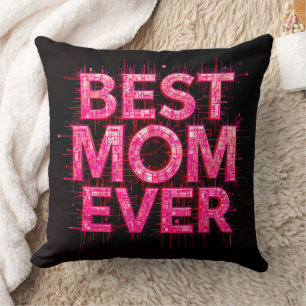 Coussin Meilleure maman Citer jamais Papillon rose