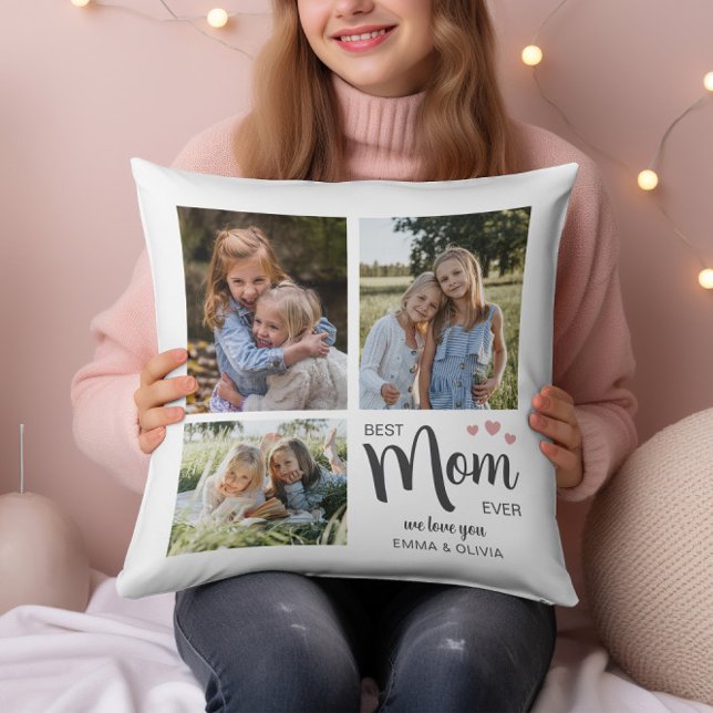 Coussin Meilleure maman Créez votre propre photo (Best Mom Create Your Own Photo Throw Pillow by MINTIC DESIGN STUDIO)