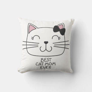 Coussin Meilleure maman de chat blanc jamais avec mignonne
