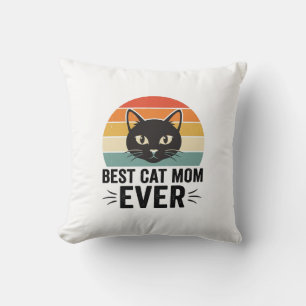 Coussin Meilleure Maman de Chat Retro Visage de Chat Desig