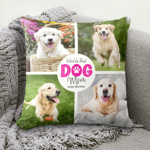 Coussin Meilleure maman de chien au monde personnalisé 4 p
