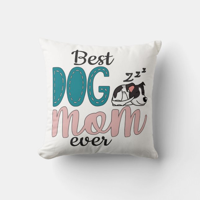 Coussin Meilleure maman de chien avec adorable chiot tache (Recto)