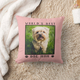 Coussin Meilleure Maman de Chien Empreintes de Patte Photo