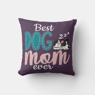 Coussin Meilleure maman de chien violet avec / mignon chio