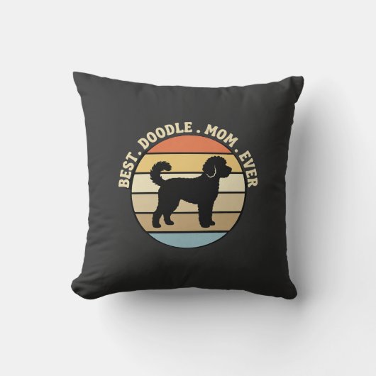 Coussin Meilleure maman Doodle Rétro Chien (Recto)