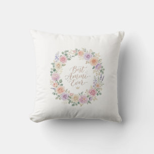 Coussin Meilleure Maman du Monde Roses Aquarelle Couronne