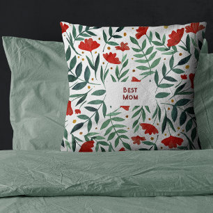 Coussin Meilleure maman Fleurs rouges Jardin magique Fête 