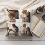 Coussin Meilleure maman jamais | Aqua & White Kids Photo C<br><div class="desc">Créez un cadeau sucré pour maman cette Fête des Mères avec ce quatre collage photo lancer oreiller. "Best Mum Ever" apparaît dans le centre en lettrage aqua clair placé sur un carré blanc. Customisez avec quatre photos carrés. Côté inverse,  on trouve de l'aqua et des rayures blanches.</div>