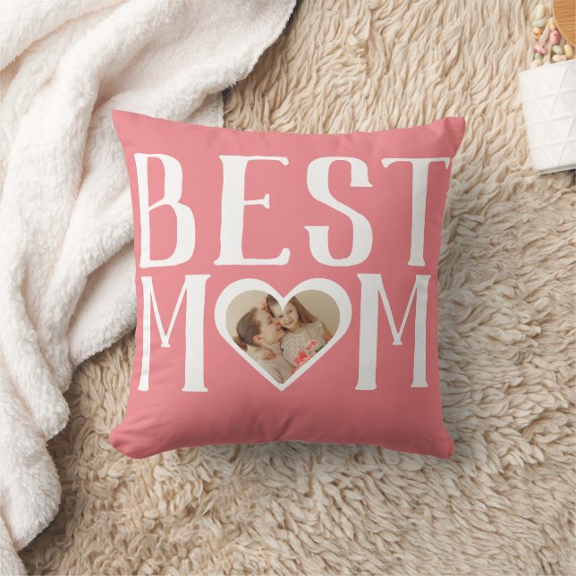 Coussin Meilleure maman jamais | Cute 1 Photo Joyeuse Fête (Couverture)