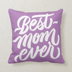 Coussin Meilleure maman jamais manuscrite Lavande de scrip