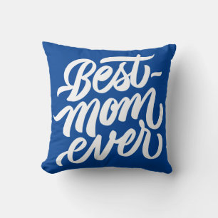 Coussin Meilleure maman jamais manuscrite Script bleu mari